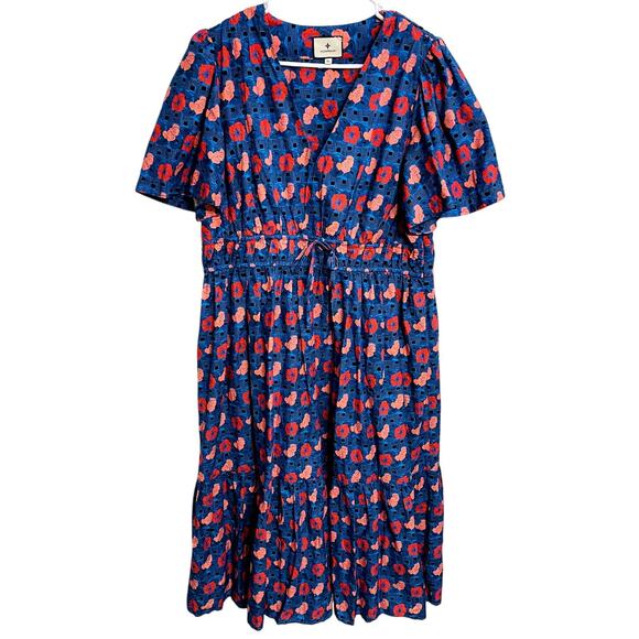 Tuckernuck Retro Floral Mitchell Midi Dress Size XL Boho Hippie Fairy Feminine - Picture 1 of 3